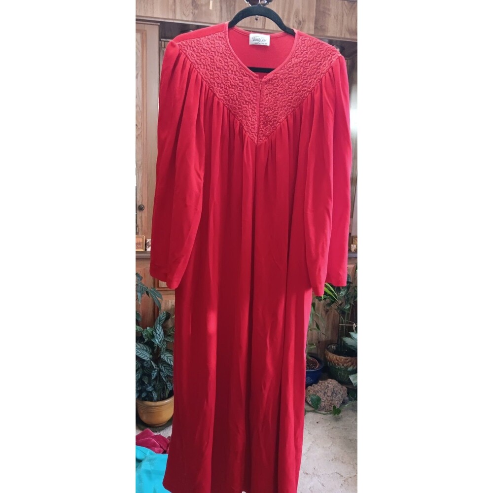 Vintage Vanity Fair XL Christmas Red Velour Long House Dress Pajamas